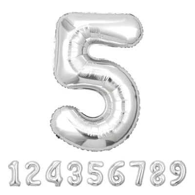 Immagine di Palloncini Compleanno 5 Anni Argento 101 CM Palloncino Numero Decorazioni Vola con l’Elio