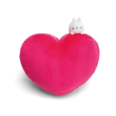 Immagine di NICI cuscino MOLANG a forma di cuore 42x27cm con peluche 10cm rosa Soffice morbido per bambini, bambine, neonati e amanti dei Ideale casa, all&#039;asilo o in viaggio 61679