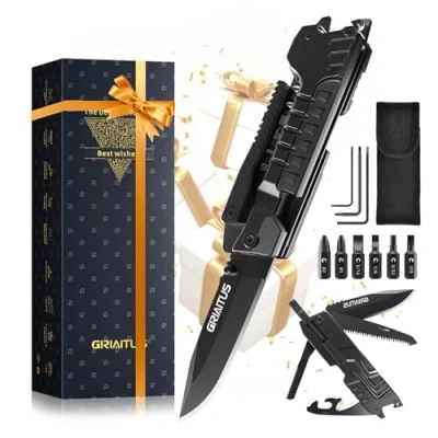 Immagine di Regalo Uomo 17in1 Coltello Multiuso Compleanno, Regali di Natale, Fantastici Gadget, Accessori da Campeggio, Idea per Compleanni, Riempitivi Calze