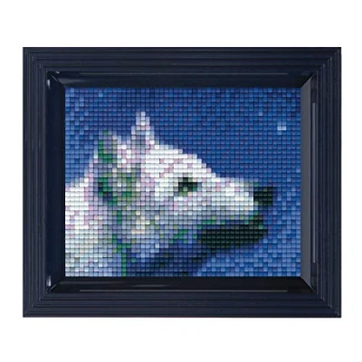Immagine di Pixel Lupo P31302 Mosaico per pacchi Regalo, Immagine Cornice, Sistema a innesto facilissimo, Senza Stirare o incollare, sassolini in bioplastica, Multicolore, ca. 10 x 12 cm