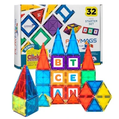 Immagine di Playmags Set di 38 Piastrelle Colorate, da Costruzione Magnetiche Uniche e Pluripremiate per Bambini, Creatività Giocattoli Educativi Approvato STEM