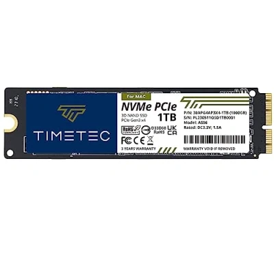 Immagine di Timetec 1TB Mac SSD NVMe PCIe Gen3x4 3D NAND TLC Lettura fino a 2.000 MB/s Compatibile con MacBook Air (2013 2015, 2017), Pro 2015), iMac 2019), (2013),Mac Mini (2014)