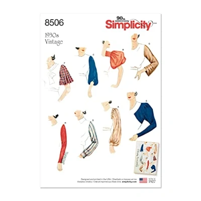 Immagine di Simplicity US8506A Pattern 8506 A (10 12 14 16 18 20 22) Set di Maniche Vintage da Donna, Carta, Bianco, 22.00 x 15.00 1.00 cm