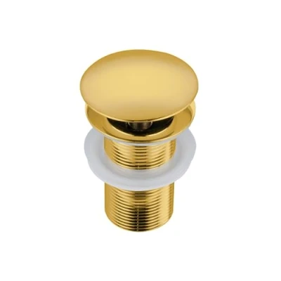 Immagine di BALNEO Tappo per Lavello Universale Click Cone Pop Up Oro, Ottone, Antiruggine, 4 Guarnizioni, Guarnizione, Raccordo di Scarico, 66mm X G1 1/4, Senza Troppopieno, Clic A