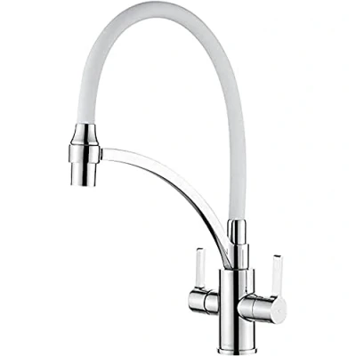 Immagine di Ibergrif M22142 3 Rubinetto per Cucina con Doccetta Estraibile, Miscelatore Monocomando Lavello, Flessibile, Bianca