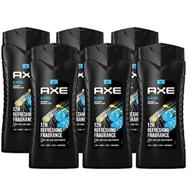 Immagine di AXE gel doccia 3 in 1 Alaska XL per una freschezza e un profumo di lunga durata, confezione da 6 pezzi, uomo, il corpo, viso lo shower dermatologicamente testato (6 x 400 ml)