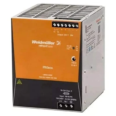 Immagine di Weidmüller PRO ECO 480W 24V 20A Alimentatore per guida DIN 24 V/DC 20 A 480 W Num. uscite:1 x Contenuto 1 pz.