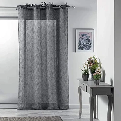 Immagine di Douceur d&#039;Intérieur, tenda con laccetti, 140 x 240 cm, in voile tessuto Charlotte antracite