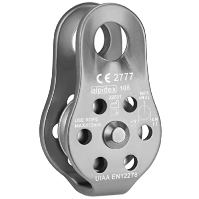 Immagine di ALPIDEX Carrucola Puleggia 22 KN Fix Pulley Blocco per Corde con Un Diametro Fino A 13 mm EN12278, Colore: Argento