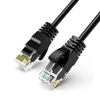 Immagine di Reulin Cavo Ethernet Ultra Sottile di 7M Lunghezza, Internet LAN ad Alta Velocità Cat6 7 M, Connettore Rete Gigabit RJ45 Collegamento (7 Metri Nero)