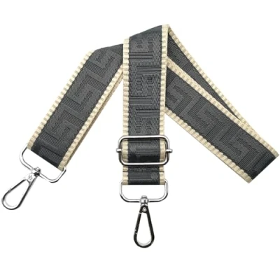Immagine di Tracolla Regolabile per Borsa Donna Colorate Cinghia a Spalla di Ricambio Larga 3.8cm con Argento Moschettoni, Borsette, Crossbody, Cachi/Grigio