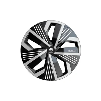 Immagine di Sparco Set di 4 copricerchi da 15. Modello Nagoya Nero/Argento. Design sportivo per i cerchi della sua auto. Costruzione robusta e durevole.