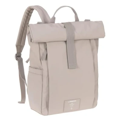 Immagine di LÄSSIG Zaino fasciatoio Borsa con fasciatoio, attacco per carrozzina, portabiberon Prodotto in modo sostenibile/Rolltop Up Backpack taupe