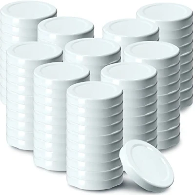 Immagine di KADAX Tappo a vite fi43 mm, set di coperchi Twist Off in metallo, adatto per bicchieri da 40 ml, coperchio ricambio con 4 denti blocco(100 pezzi, bianco)