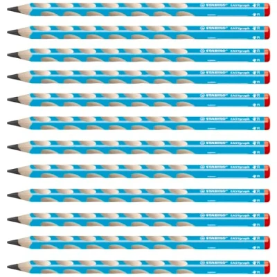 Immagine di Matita Ergonomica triangolare STABILO EASYgraph per Destrimani in Azzurro Confezione da 12 Gradazione HB
