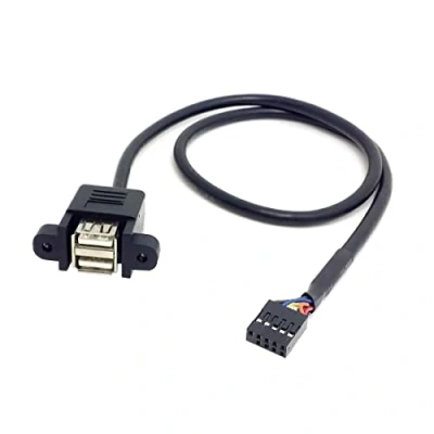 Immagine di chenyang USB 2.0 pannello frontale connettore 9/10 pin 1 maschio a 2 femmina Y splitter scheda madre porta adattatore cavo di estensione con fori per vite