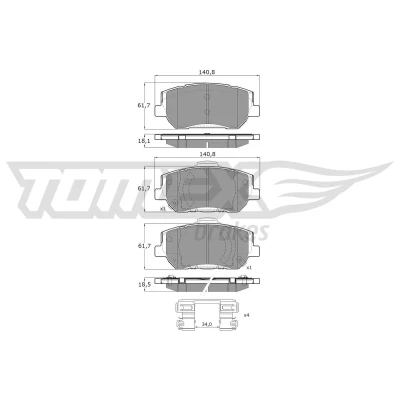 Immagine di TOMEX brakes TX 60 45 Kit pastiglie freno Assale anteriore con segnalatore acustico usura accessori HYUNDAI: Santa FE 3, Fé IV