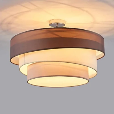Immagine di Lindby plafoniera soffitto, moderno lampadario tessuto 3 strati, tre lampadine (3 x max. 60W) non incluse, camera da letto, cucina, 56 cm