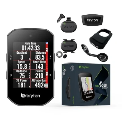 Immagine di Bryton Rider S500T con Kit Dual Sensor, sensore cardio e supporto frontale in alluminio, Nero, Taglia unica