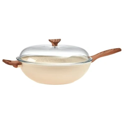 Immagine di Sambonet Wok Rock &#039;n&#039; Rose Cream ø 32 cm standard non stick coating