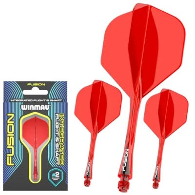 Immagine di WINMAU Darts Fusion Integrated Flight &amp; Shaft System No.2 Shape Design Colore rosso, lunghezza intermedia