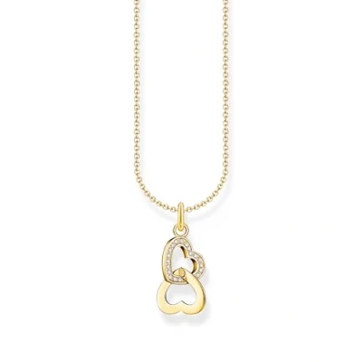Immagine di THOMAS SABO Collana con ciondolo a forma di cuore intrecciato, in Argento placcato oro KE2267 414 14, misura unica, sterling, Zirconia cubica