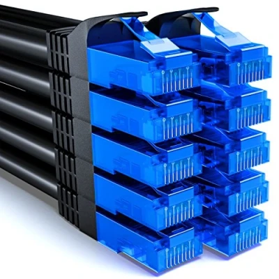 Immagine di deleyCON 10x 2m CAT6 Set di Cavi Rete U UTP RJ45 CAT 6 Cavo Patch LAN Ethernet DSL Switch Router Modem Ripetitore Pannello Nero