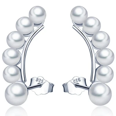 Immagine di Infinite U orecchini a perno in argento sterling 925, con perle, alla moda, per donne e ragazze