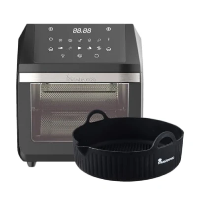 Immagine di MasterPRO Roket 1100 Friggitore d&#039;aria senza olio e forno Capacità 11L Potenza da 1800 W Schermata a LED tocco Temperatura regolabile + Vestro del rotondo in silicone