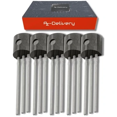Immagine di AZDelivery 5 x DS18B20 Sensore di temperatura digitale TO92 55C +125C compatibile con Arduino E Raspberry Pi incluso un Book!