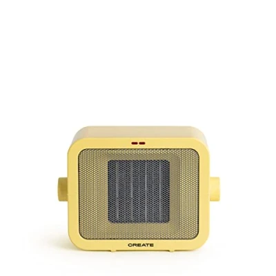 Immagine di CREATE/WARM BOX/Stufa in ceramica giallo/Riscaldatore portatile, termostato regolabile, 2 modalità di potenza, riscaldatore ad aria calda PTC, protezione da surriscaldamento, 1500W