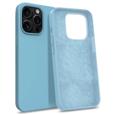 Immagine di MyGadget Cover per iPhone 15 Pro Max Custodia Antiurto in Silicone Morbido Case con 3 Strati TPU Ultra Resistente Protezione Antigraffio Blu pallido