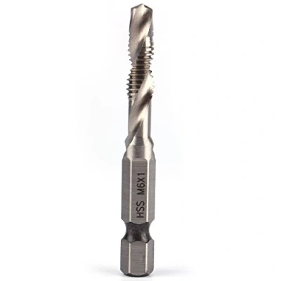 Immagine di rubinetto esagonale M6 HSS tagliafilo 1/4&quot;Con codolo Punte filettate con filettatura metrica