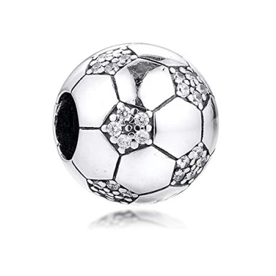 Immagine di PANDOCCI 2020 Primavera Scintillante Calcio Tallone Argento 925 Fai da Te Adatto per bracciali Pandora Originali Fascino Gioielli di Moda