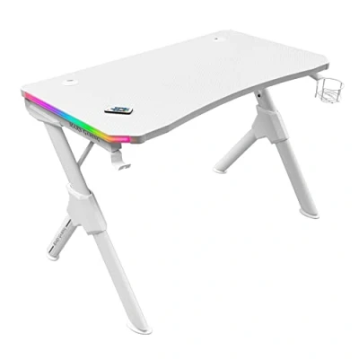 Immagine di Mars Gaming MGDRGBW, Scrivania RGB, Supporto Cuffie + Bevande, Bianco
