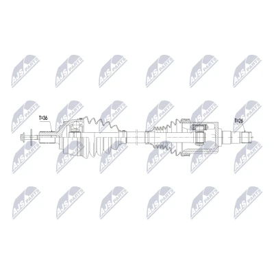 Immagine di NTY NPW DW 073 Albero motore / Semiasse Assale anteriore Sx 582mm Cambio automatico a 7 marce