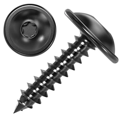 Immagine di 100 AUPROTEC Viti Autofilettanti 4.8 x 13 mm TORX a testa mezza tonda flangiata zincata nera DIN 7049 4,8x13mm, pezzi