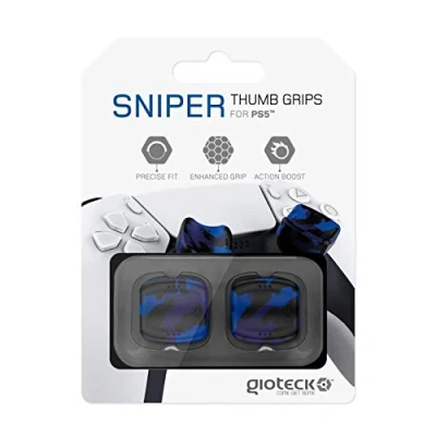 Immagine di Gioteck Tappi Pulsanti in Silicone Copertura Joystick Ps5 Antiscivolo Per Controller Protezione Colore Blu e Nero Classics Playstation 4