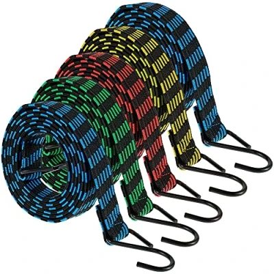 Immagine di 5 corde elastiche con ganci, 2 m, resistenti, resistenti alle intemperie e ai raggi UV, cinghie per fissare teloni, bagagli, tende, biciclette, coperchi dei bidoni della spazzatura (5