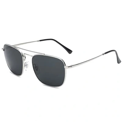 Immagine di JIM HALO Retro Piazza Occhiali da Sole Lente di Vetro Premium Occhialo Metallici Piatti Uomini Donne (Argento/Grigio)