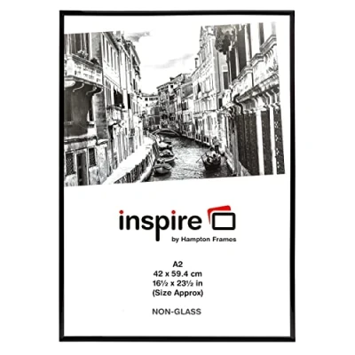 Immagine di Hampton Frames Backloader A2MARBL Cornice portafoto in acrilico (non vetro), colore: nero, formato A2 (42 x 59 cm)