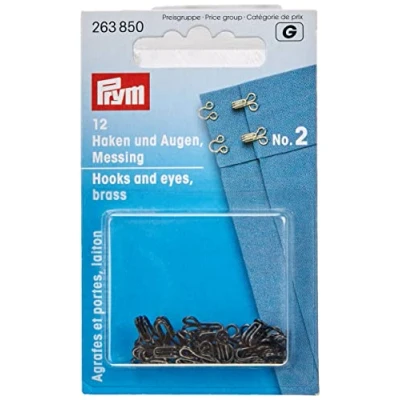 Immagine di Prym Ganci E Occhi, Ottone, Nero, unità, No. 2, Medio, 12 Pezzi