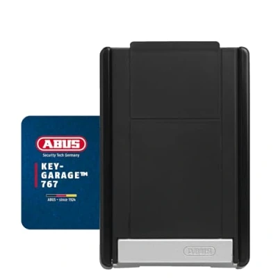 Immagine di ABUS KeyGarage 767 Cassetta portachiavi con staffa per montaggio a parete codice chiave chiavi o piccoli oggetti di valore nero argento