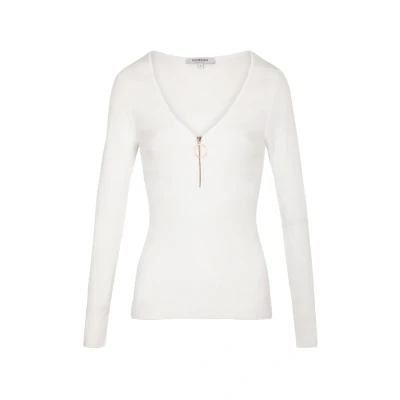 Immagine di Morgan Longsleeved WITH Zipped Detail Maglione, Donna, Taglia: XS, Ecru