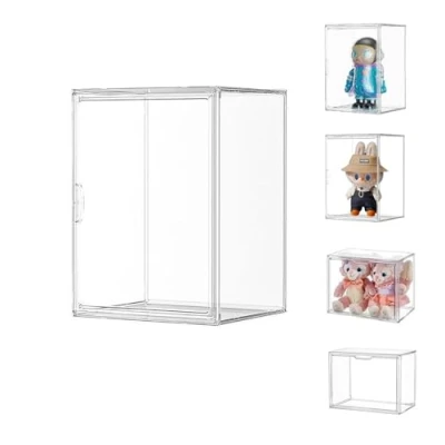 Immagine di Siyecioa Vetrinetta Espositiva Vetrina Acrilico con Porta per Collezionismo, Teca Plexiglass, Figure,Pop Mart,Hanno Bisogno di Auto Assemblaggio, Antipolvere(36x27x27)
