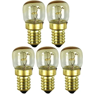 Immagine di COM FOUR® 5x lampada forno fino a 300 C, lampadina stufa bianco caldo 15W, E14, 230V (05 pezzi 15W color oro)