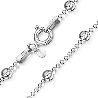 Immagine di Amberta® Gioielli Collanina Catenina Argento Sterling 925 Modello Sfere Larghezza 1.1/3.2 (mm) Lunghezza: 40 45 50 55 60 cm (50cm)