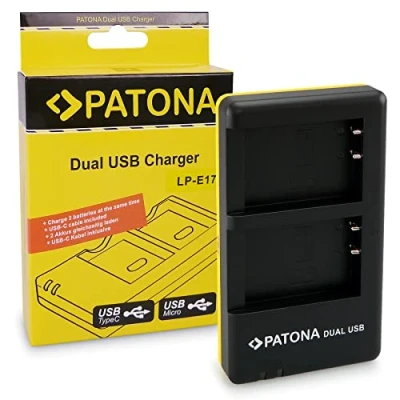 Immagine di PATONA Caricabatteria Doppio per LP E17 Batteria Compatibile con Canon EOS RP R8 R10 R50 R100 77D 200D 250D 750D 760D 800D 850D M3 M5 M6 Rebel SL3 SL2 Kiss X8i X9
