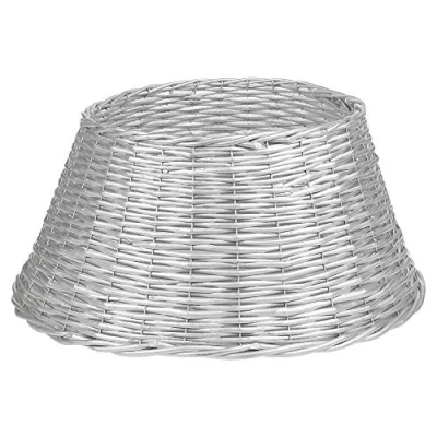 Immagine di URBNLIVING, Base per albero in rattan intrecciato vimini di salice naturale, Natale, argento