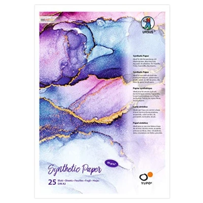 Immagine di Ursus Yupo Carta Sintetica, Formato A3, 10 Fogli, 192 g/mq, Superficie Liscia, Strappi e all&#039;Acqua, Raggi UV, Estremamente Resistente, 100% riciclabile, Versatile, Colore Bianco, 16274000